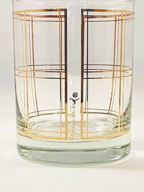 George Briard Mid-Century Vintage 22k Gold Trim Lowball Glass & Signature Set 2